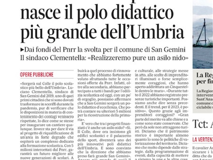 Polo Didattico più grande e innovativo dell'Umbria a Sangemini
